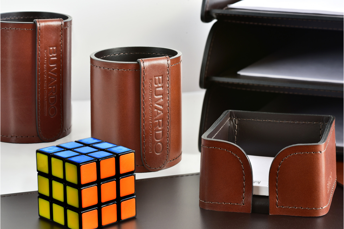 Настільний набір зі шкіри FG Tan/Сuoietto 11 предметів Chocolate